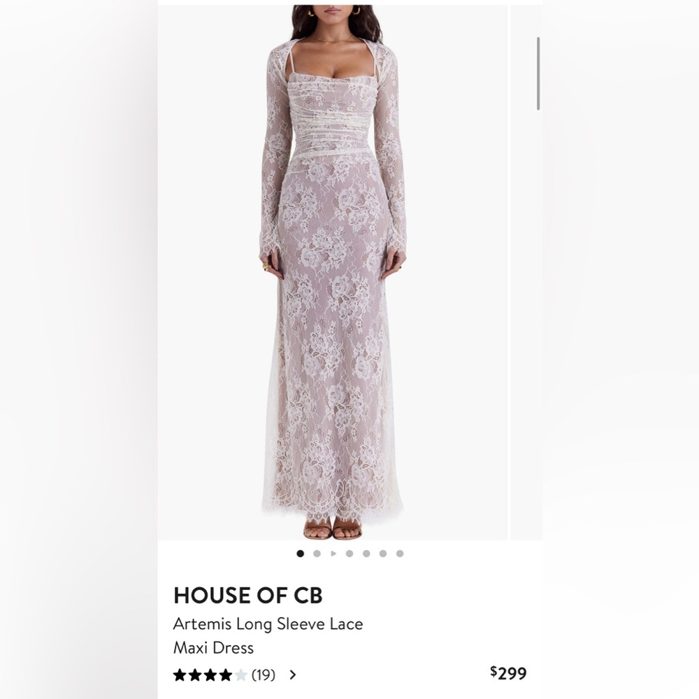 HOUSE OF CB Artemis Long Sleeve Lace Maxi Dress (color: vintage cream)